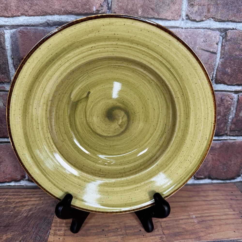 Thomson Pottery AMAZON Green‎ 9" Salad Soup Bowl Swirl Speckle Brown Stoneware